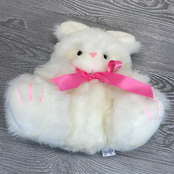 1986 Vintage World of Smile Plush Bunny Rabbit White Soft Fluffy Stuffed Animal - Picture 4 of 8